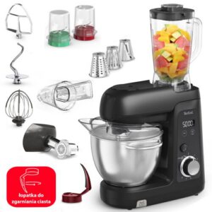 Robot kuchenny planetarny TEFAL Bake Partner Pro QB5458F0 1100W z maszynką do mięsa blenderem kielichowym i szatkownicą