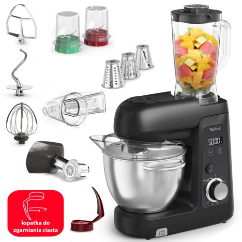 Robot kuchenny planetarny TEFAL Bake Partner Pro QB5458F0 1100W z maszynką do mięsa blenderem kielichowym i szatkownicą