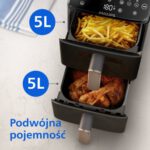 Air Fryer Frytkownica beztłuszczowa PHILIPS Ovi Dual Basket NA462/80 pionowy, 10 l, 6 automatycznych programów