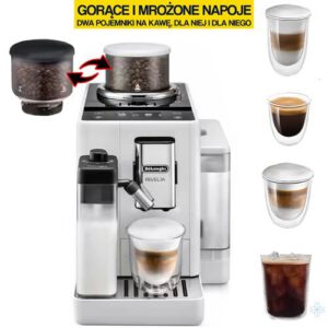 Ekspres DELONGHI Rivelia EXAM 440.55.W Kawa mrożona (2 wymienne zbiorniki kawy)
