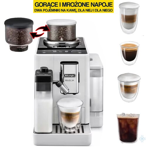Ekspres DELONGHI Rivelia EXAM 440.55.W Kawa mrożona (2 wymienne zbiorniki kawy)