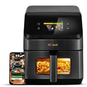 Air Fryer Frytkownica beztłuszczowa ICOOOK MFR-IC-01 Czarny 6.5l, Wifi, 15 automatycznych programów, 100 przepisów