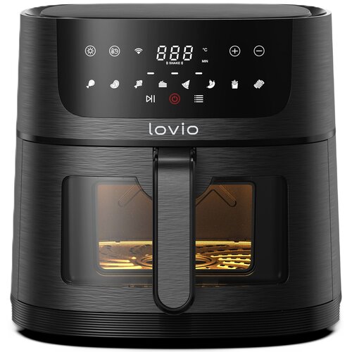 Air Fryer Frytkownica beztłuszczowa LOVIO PureFry XL LVAF002BK 6l Wi-Fi z okienkiem do obserwacji postępów gotowania