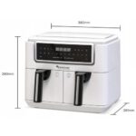 Air Fryer Frytkownica beztłuszczowa TURBOTRONIC TT-AF118 Biały 7.26l z podwójnym koszem