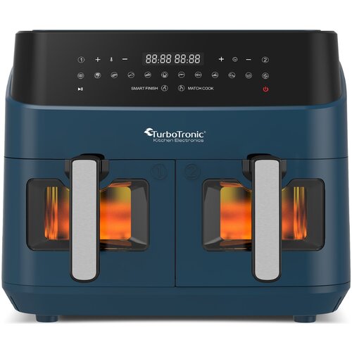Air Fryer Frytkownica beztłuszczowa TURBOTRONIC TT-DAF6W Niebieski 9l z podwójnym koszem