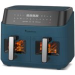 Air Fryer Frytkownica beztłuszczowa TURBOTRONIC TT-DAF6W Niebieski 9l z podwójnym koszem