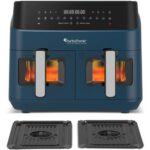 Air Fryer Frytkownica beztłuszczowa TURBOTRONIC TT-DAF6W Niebieski 9l z podwójnym koszem