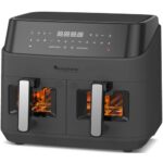 Air Fryer Frytkownica beztłuszczowa TURBOTRONIC TT-DAF6W Szary 9l z podwójnym koszem
