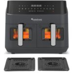 Air Fryer Frytkownica beztłuszczowa TURBOTRONIC TT-DAF6W Szary 9l z podwójnym koszem