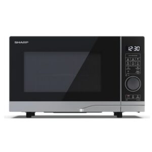Kuchenka mikrofalowa SHARP YC-PG204AE-S 700W średnica 24.5 cm pojemność 20L Auto Defrost Weight Defrost EcoMode Srebrno-czarny