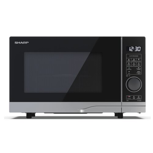 Kuchenka mikrofalowa SHARP YC-PG204AE-S 700W średnica 24.5 cm pojemność 20L Auto Defrost Weight Defrost EcoMode Srebrno-czarny