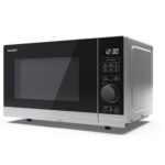 Kuchenka mikrofalowa SHARP YC-PS204AE-S 700W średnica 24.5 cm pojemność 20L EcoMode Auto Defrost Weight Defrost Czarno-srebrny