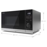 Kuchenka mikrofalowa SHARP YC-PS234AE-S 900W średnica 27 cm pojemność 23L Auto Defrost Weight Defrost EcoMode Srebrno-czarny