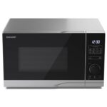 Kuchenka mikrofalowa SHARP YC-PS234AE-S 900W średnica 27 cm pojemność 23L Auto Defrost Weight Defrost EcoMode Srebrno-czarny
