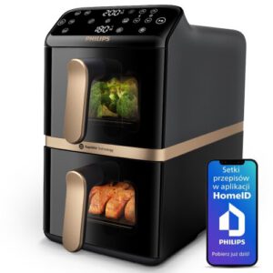 Air Fryer Frytkownica beztłuszczowa PHILIPS Ovi Dual Basket NA462/70 pionowy, 10 l, 6 automatycznych programów