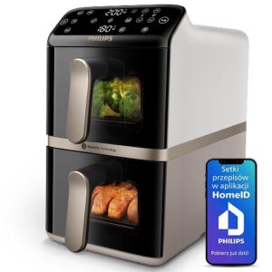 Air Fryer Frytkownica beztłuszczowa PHILIPS Ovi Dual Basket NA462/80 pionowy, 10 l, 6 automatycznych programów