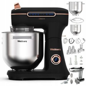 Robot kuchenny planetarny WEBBER Futura XEF900 1800W z szatkownicą i maszynką do mięsa Czarny
