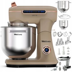Robot kuchenny planetarny WEBBER Futura XEF900 1800W z szatkownicą i maszynką do mięsa Beżowy