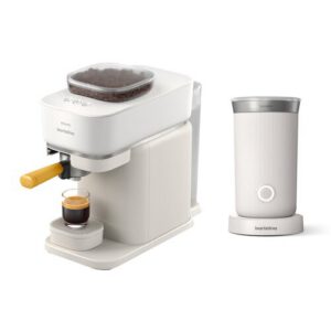 Ekspres PHILIPS Baristina BAR300/03 z zautomatyzowanym procesem mielenia i zaparzania + Spieniacz PHILIPS Baristina BAR311/00 Biały